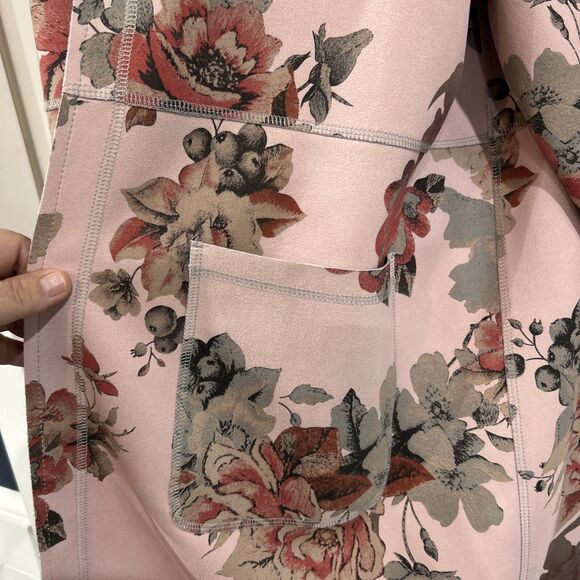 Philosophy Pink Floral Faux Leather Suede Duster Long Jacket Plus Size 1X - Picture 4 of 14